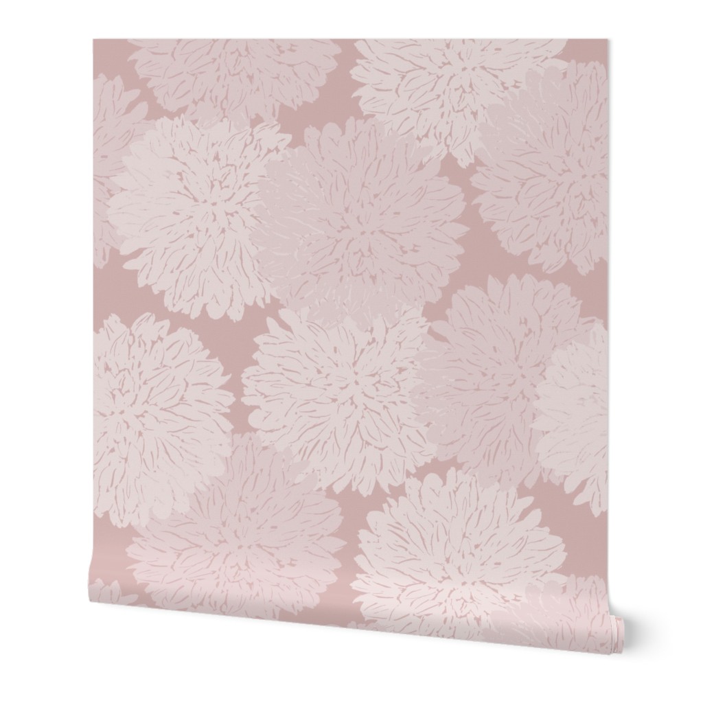 (L) Fluffy Dinnerplate Dahlia | Round Textured Flowers in Soft Cream Lilac Mauve | Large Scale