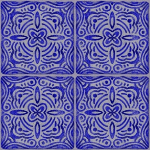 (Large) Hand-painted Stone Tiles Royal Blue Tonal