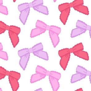Bows, cute and wavy, vintage, pink, lilac red