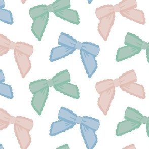 Bows, cute and wavy, vintage, blue, green, beige