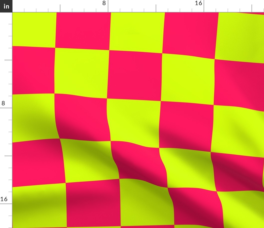 4” Jumbo Classic Checkers, Neon Yellow and Hot Pink