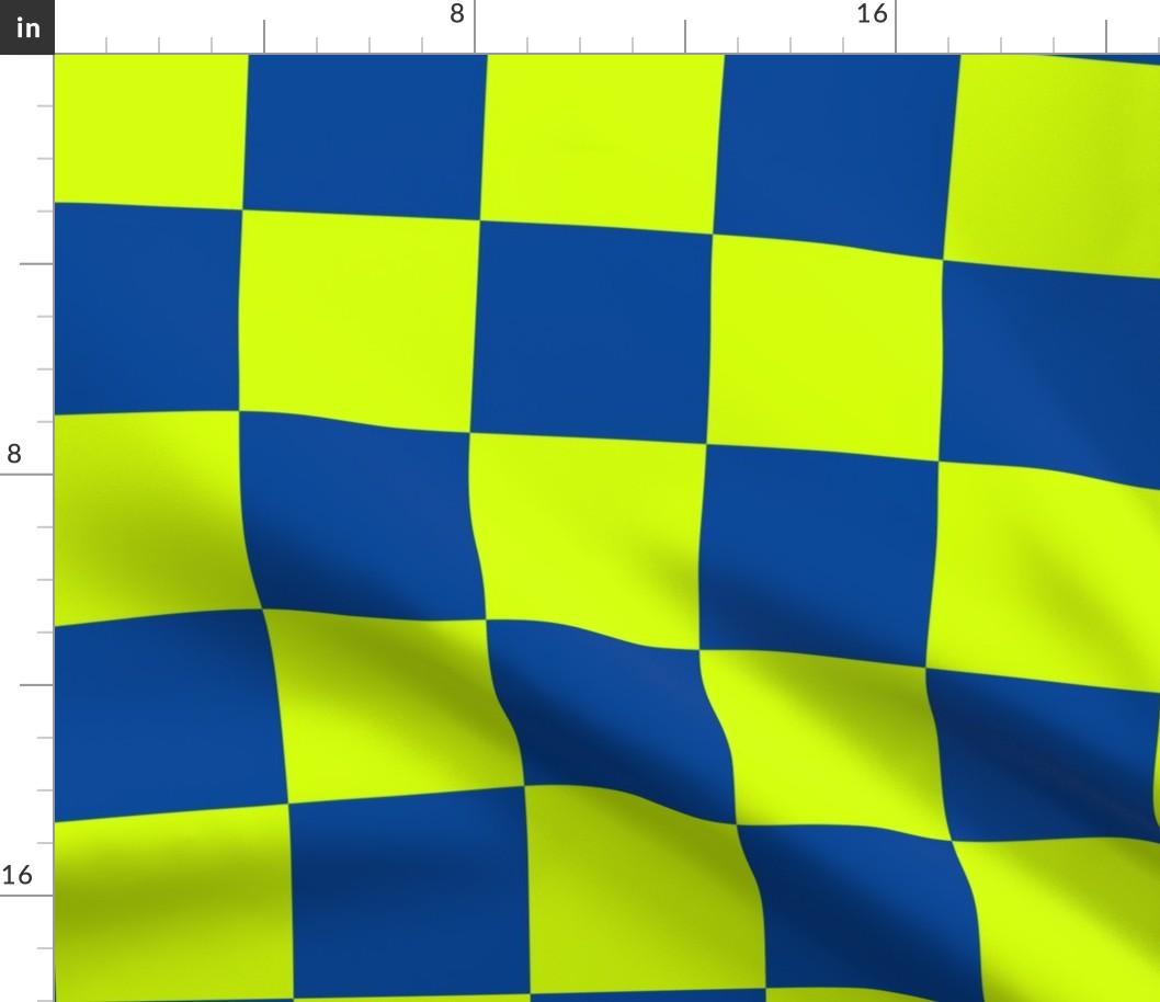 4” Jumbo Classic Checkers, Neon Yellow and Blue