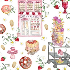 Patisserie and sweets white background by Mona Lisa Tello
