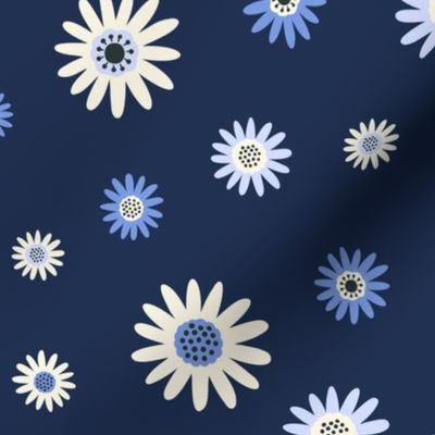 Dainty Daisy Flowers - Blue Lg.