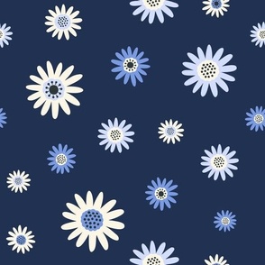 Dainty Daisy Flowers - Blue Lg.
