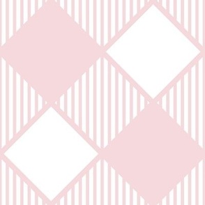 Diagonal Checks with Stripes in Pink on White - Medium