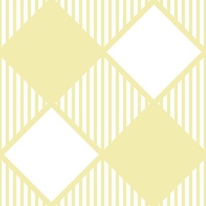 Diagonal Checks with Stripes in Yellow on White - Medium