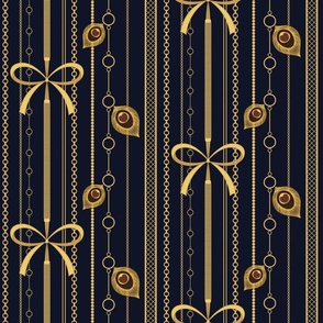 gold chain stripes navy