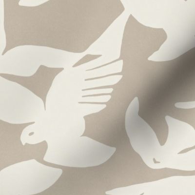 THE GATSBY COLLECTION - ART DECO - BIRDS IN FLIGHT IN DUN AND WHITE