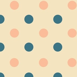 Polka Dots Smoked Aqua and Peach on Coconut