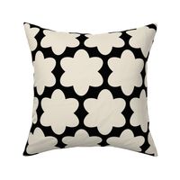 Black and White Geometric Floral- Scandinavian Flowers- Polka Dots- Bold Minimalism- Retro- Vintage- Extra Large