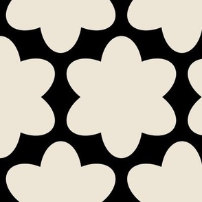 Black and White Geometric Floral- Scandinavian Flowers- Polka Dots- Bold Minimalism- Retro- Vintage- Extra Large
