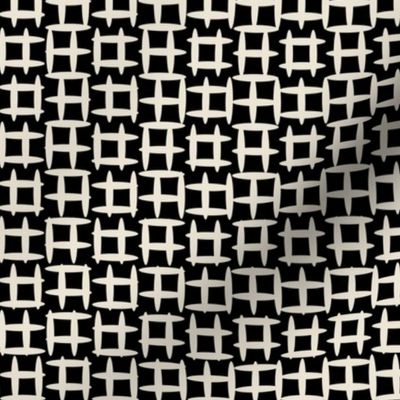 Ivory on Black Midcentury Texture- Midmod Checked- Black and White Wallpaper- Minimaliast Texture- Blender- Large