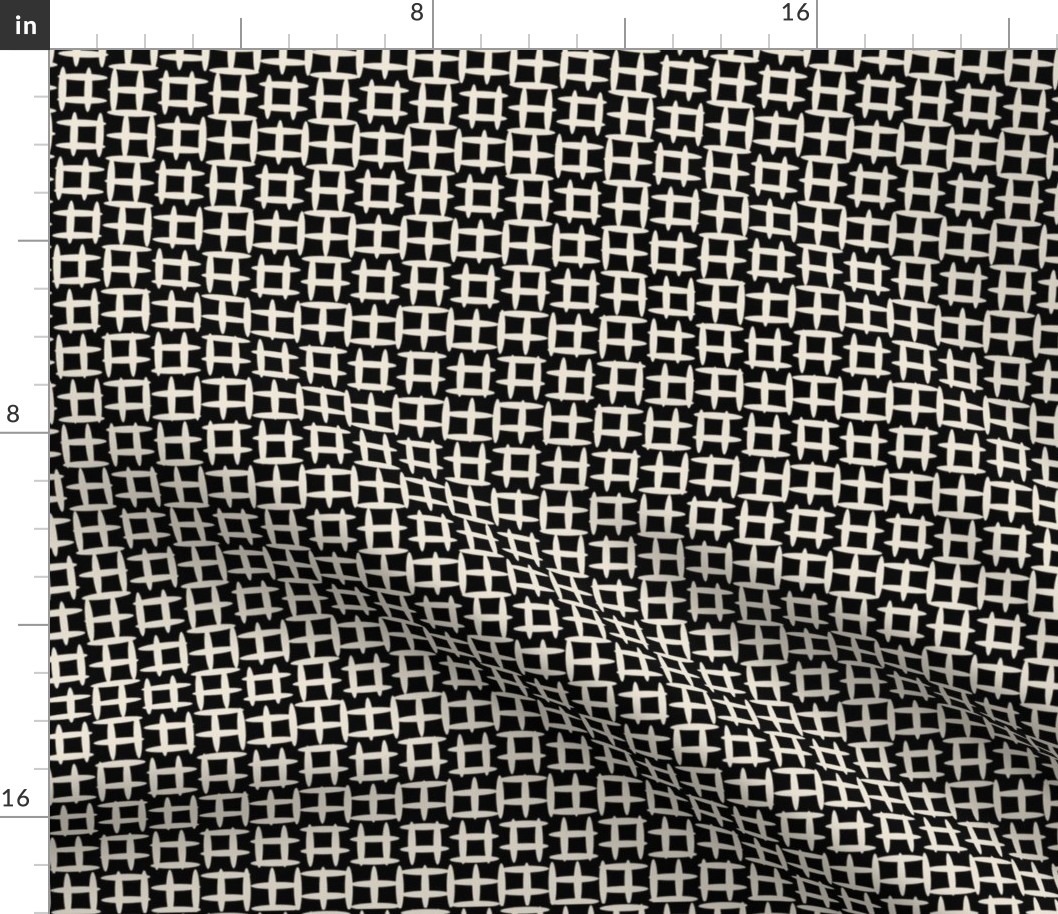 Ivory on Black Midcentury Texture- Midmod Checked- Black and White Wallpaper- Minimaliast Texture- Blender- Large