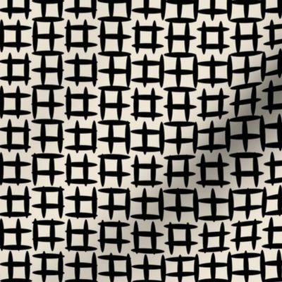 Black on Ivory Midcentury Texture- Midmod Checked- Black and White Retro Wallpaper- Vintage Minimalist Texture- Blender- Large
