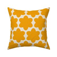 Orange and White Geometric Floral- Scandinavian Flowers- Polka Dots- Bold Minimalism- Retro- Vintage- Marigold Orange Flowers on Ivory Background- Extra Large