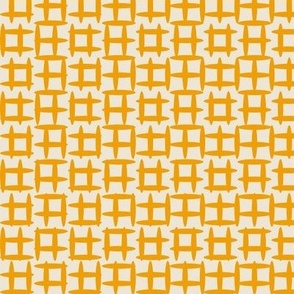 Orange and Ivory Midcentury Texture- Midmod Checked- Marigold Yellow- Bright Orange- Orange Yellow Wallpaper- Blender- Large