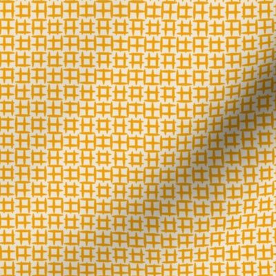 Orange and Ivory Midcentury Texture- Midmod Checked- Marigold Yellow- Bright Orange- Orange Yellow Wallpaper- Blender- Small