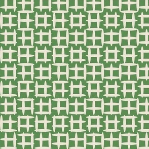 Kelly Green and Ivory Midcentury Texture- Midmod Checked- Wallpaper- Blender- Large