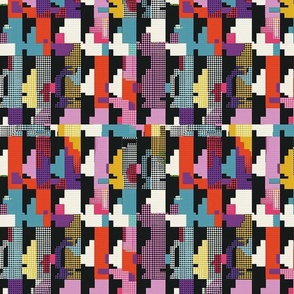 Pixelated Cityscape Modern Abstract