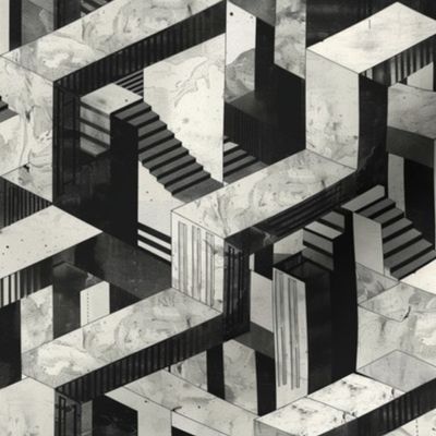 Monochrome Escheresque Labyrinth