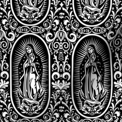Celestial Madonna - Monochrome Guadalupe Illustration
