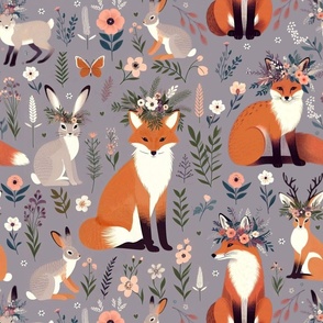 Foxes In May Flowers