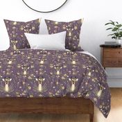 Fawn s With Floral Crowns On Purple