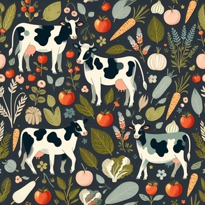 Cows With A Vegetable Garden