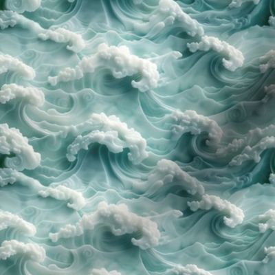 Small Serenity Waves Jade Wallpaper