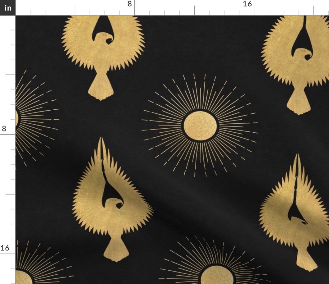 THE GATSBY COLLECTION - PHOENIX AND SUNBURST IN GOLD PATINA ON BLACK