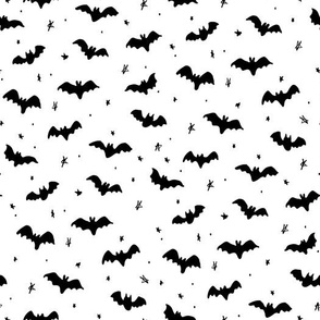 Black and White Bats and stars Halloween Sky by Jac Slade