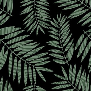 Sage and black palms leaves overlay