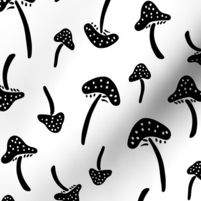 Black and White Cute Mushroms by Jac SLade