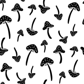 Black and White Cute Mushroms by Jac SLade