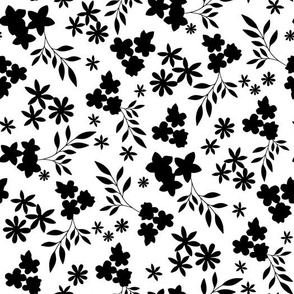 Black and White Ditsy Floral Silhouettes by Jac Slade