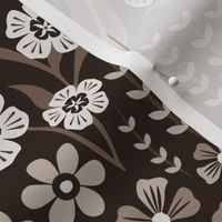 Brown Monochromatic Whimsical Cottage Floral