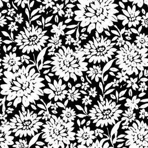 Black and White Painterly Flowers in Reverse by Jac SLade