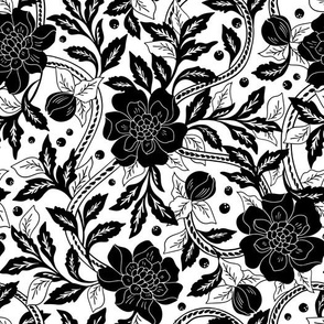 Black and White Victorian camellias by Jac Slade