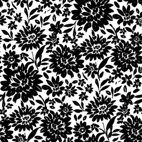Black and White Painterly Flowers by Jac SLade