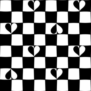 Black and White Retro Checkerboard Hearts by Jac SLade