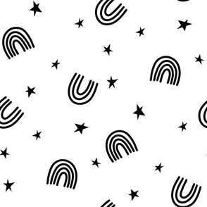 Black and White Retro Rainbow Stars by Jac Slade