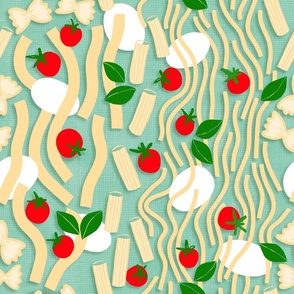 (M) PASTA LA VISTA  Favourite Food illustration on Retro Green  #Italianfood #pastalove #authenticfood #retrogreen