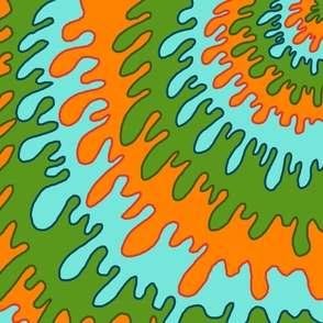 Trippy Green Orange Liquid Drip Stripe Y2K Pattern