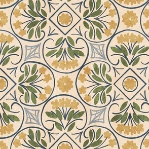 yellow flower tiles, small scale