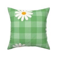 Green Daisy Plaid Gingham Check Flower Pattern