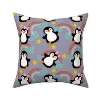 Baby penguins with rainbow and stars gender neutral (medium)