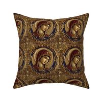 Regal Byzantine Madonna - Gold Embellished Icon Pattern