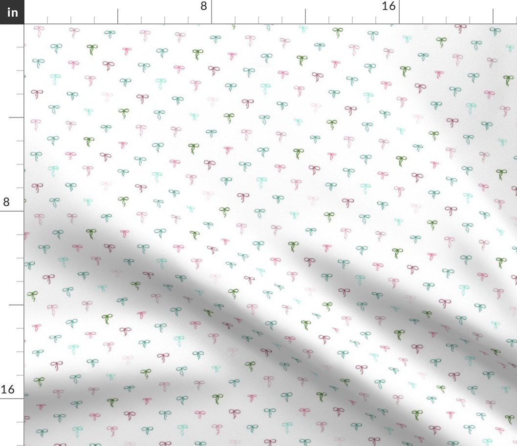 581 - Mini small scale watercolour bows for kids apparel and bedroom decor in rose pink and teal green 