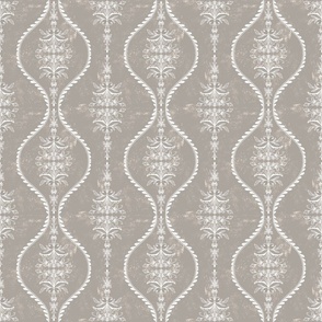Reflections of Nature -  Delicate Trailing florals with Taupe Grey Textured background